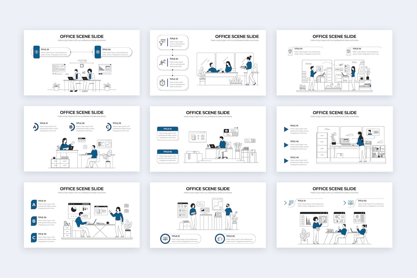 办公场景信息图表矢量模板 Business Office Scenes Illustrator Infographics 幻灯图表 第2张