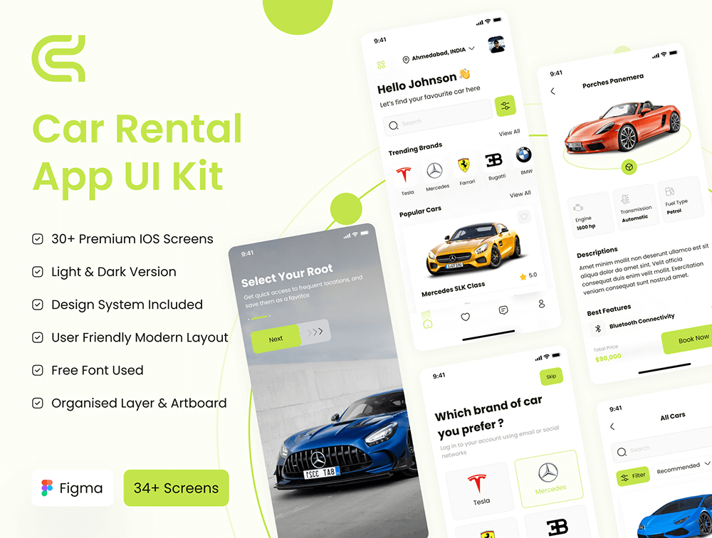 汽车租赁App应用程序iOS UI套件 APP UI 第1张
