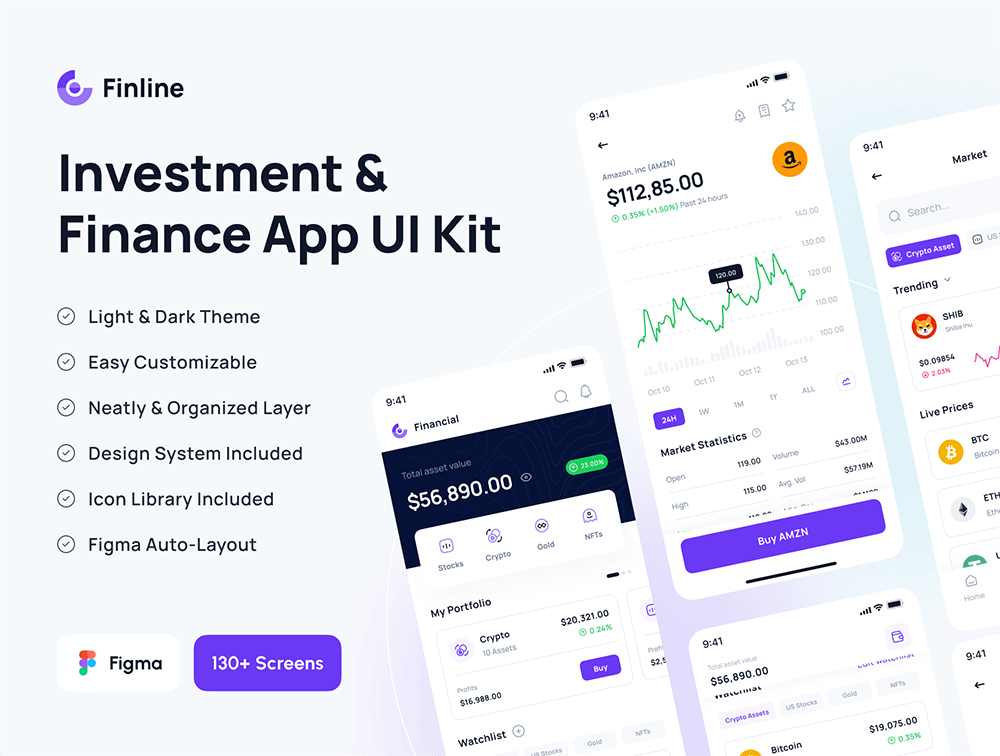 高级多合一投资和金融App应用程序UI套件 APP UI 第1张