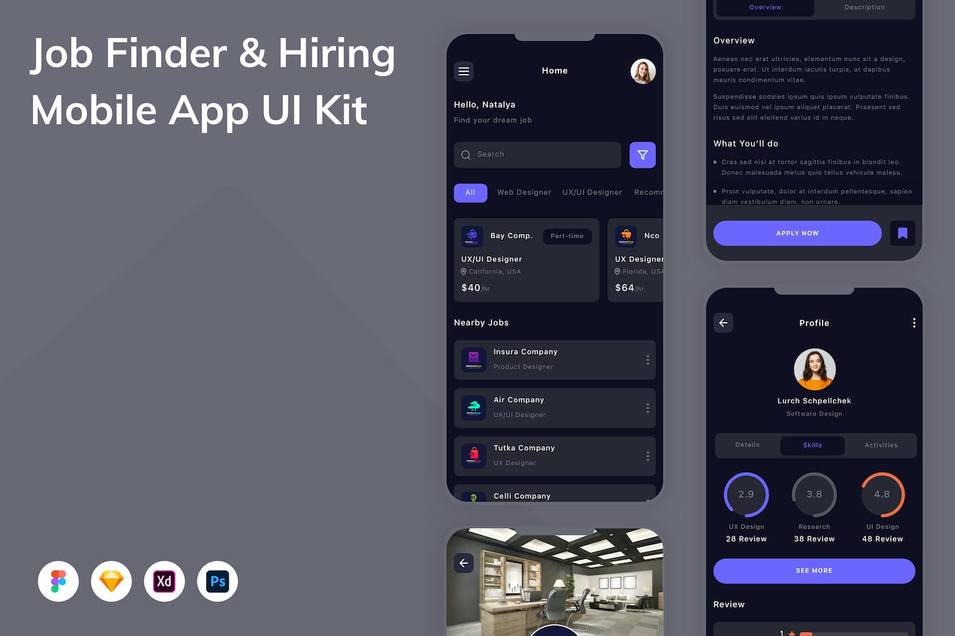 求职招聘App手机应用程序UI设计素材 Job Finder & Hiring Mobile App UI Kit APP UI 第1张