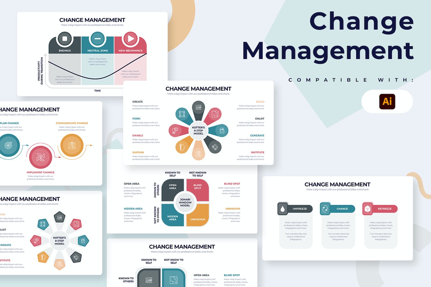 变更管理信息图表矢量模板 Business Change Management Illustrator Infographic 幻灯图表 第1张