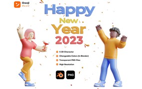 2023新年快乐3D对象设计素材