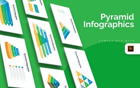 商业金字塔信息图表设计AI矢量模板 Business Pyramid Illustrator Infographics