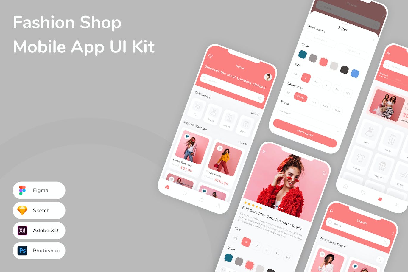 时装店App应用程序UI设计模板套件 Fashion Shop Mobile App UI Kit APP UI 第1张