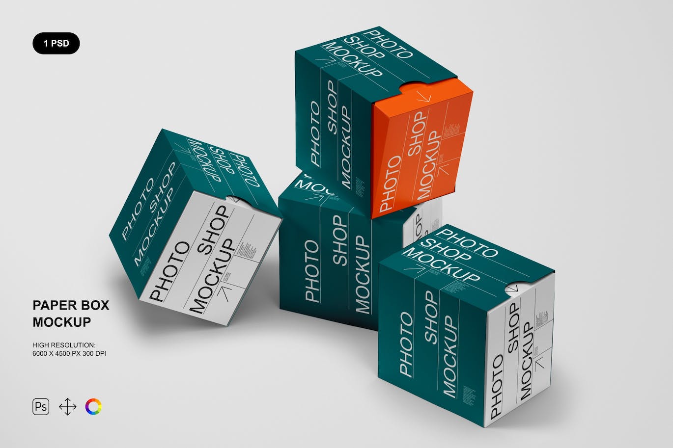 抽拉式纸盒包装设计样机 Paper Box Mockup 样机素材 第1张