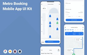 地铁预订移动应用程序App设计UI模板 Metro Booking Mobile App UI Kit