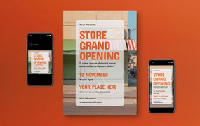 盛大的商店开业宣传单设计模板 Grand Opening Store Flyer Set