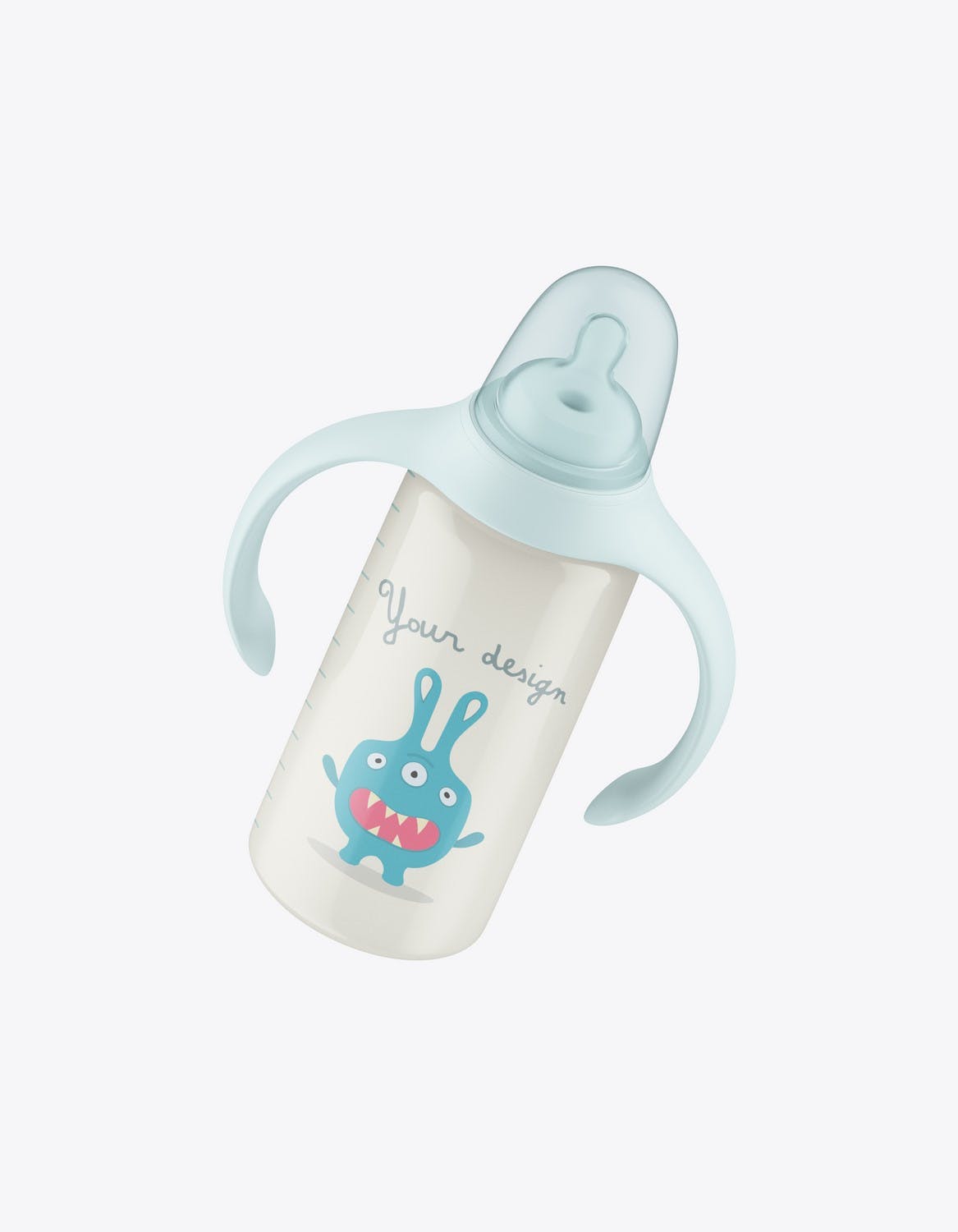 带把手的婴儿奶瓶包装设计样机 Baby Bottle with Handles Mockup 样机素材 第6张