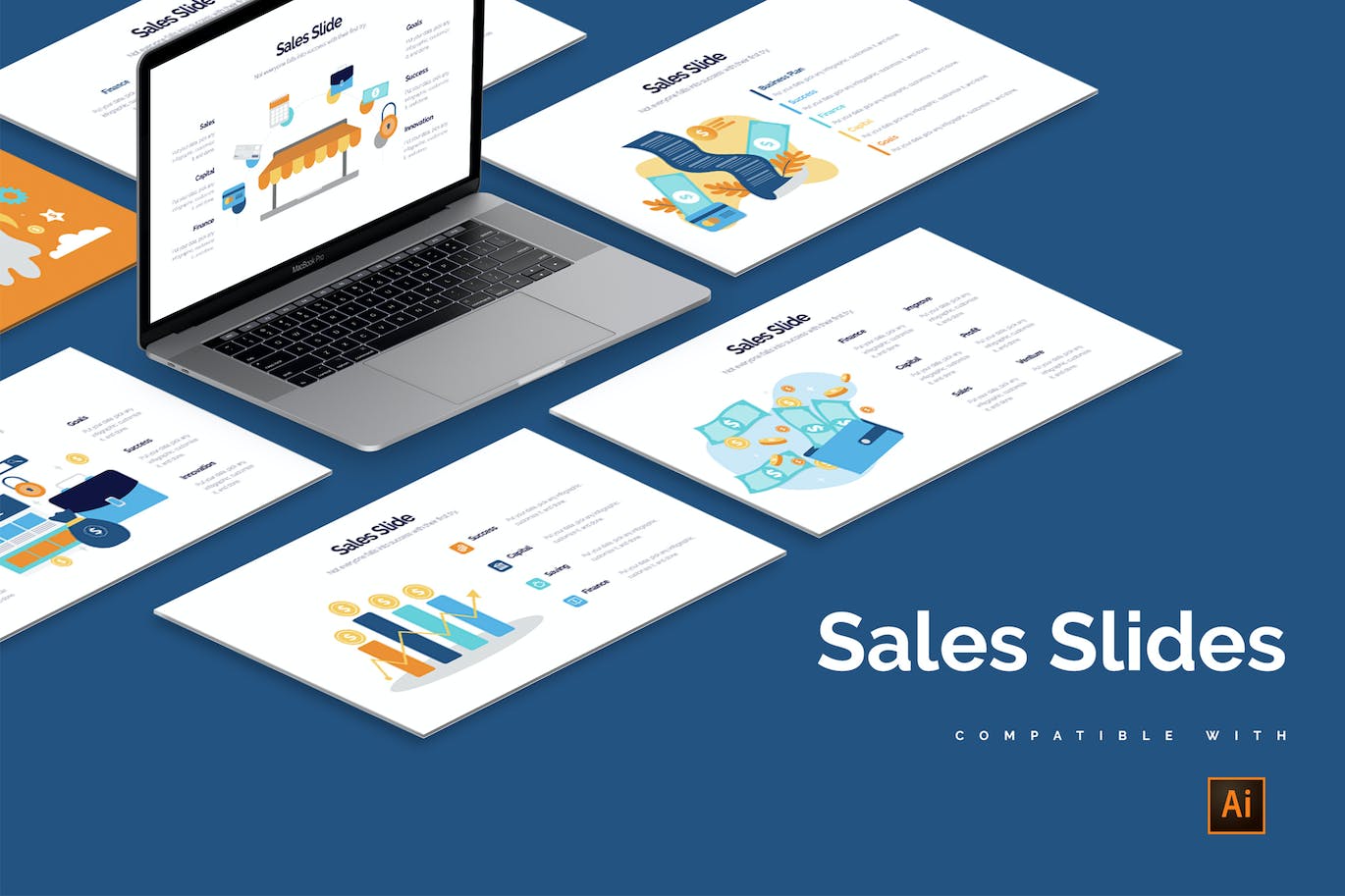 销售幻灯片信息图表设计AI矢量模板 Business Sales Slides Illustrator Infographics 幻灯图表 第1张