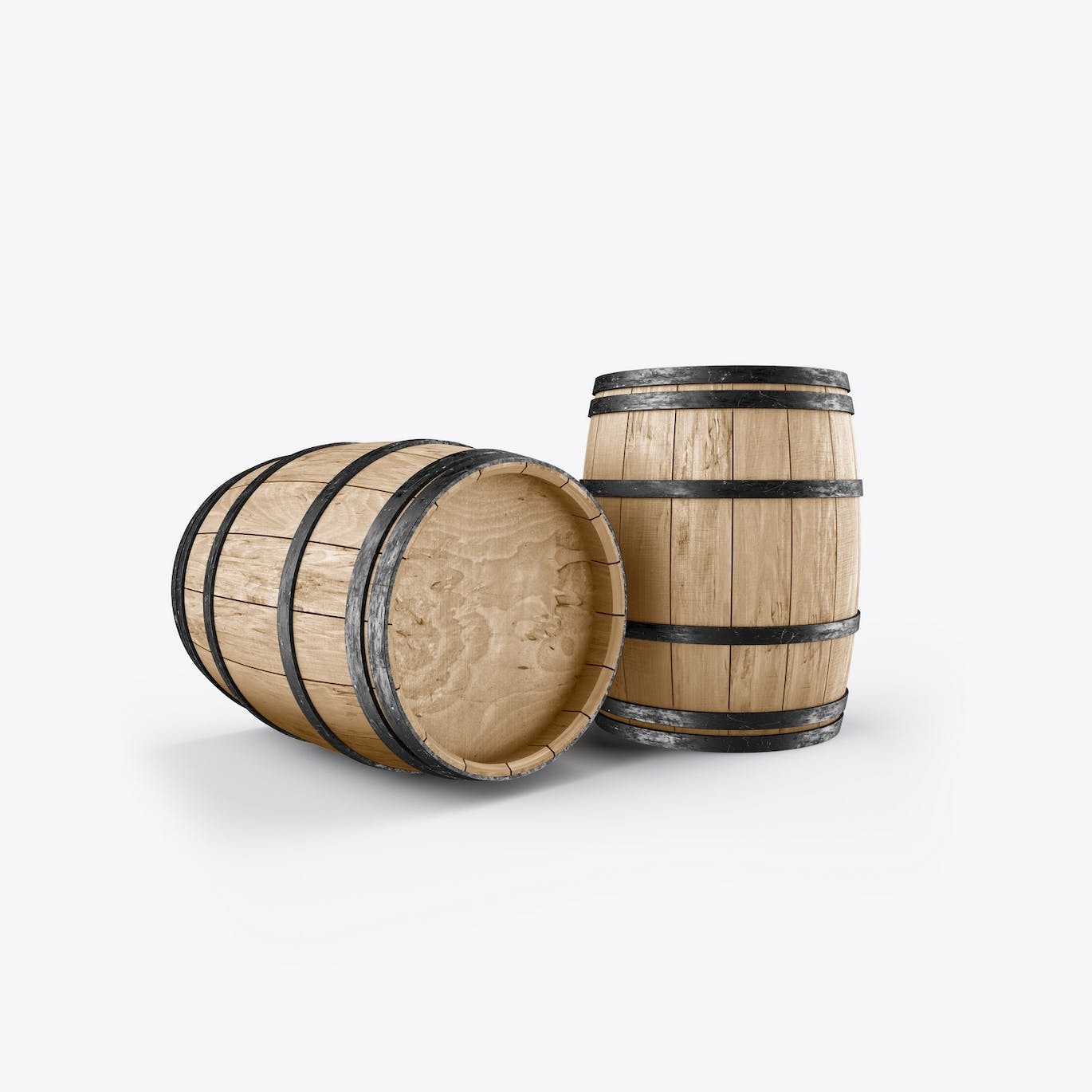 木桶酒桶Logo设计样机 Set Wooden Barrels Mockup 样机素材 第7张