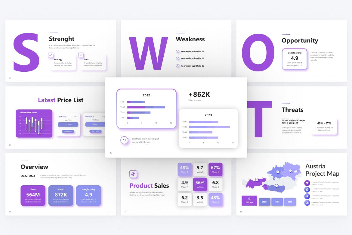 现代创业几何紫色PPT幻灯片设计模板 Gonow Purple Modern Startup Geometric PowerPoint 幻灯图表 第2张