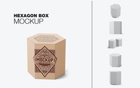 六边形长方体纸盒包装设计样机 Hexagonal Box Mockup