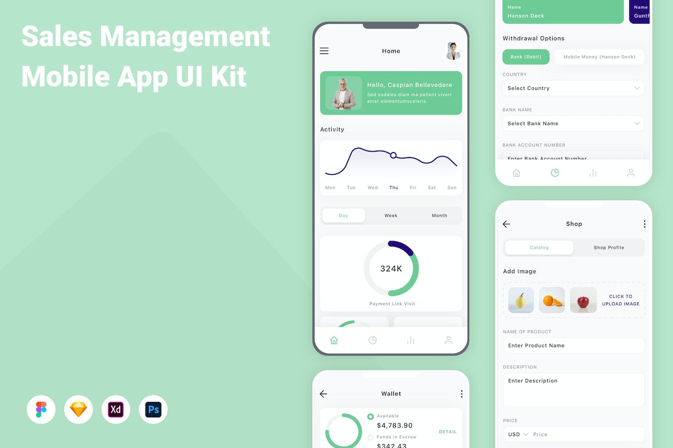 销售管理App手机应用程序UI设计素材 Sales Management Mobile App UI Kit APP UI 第1张