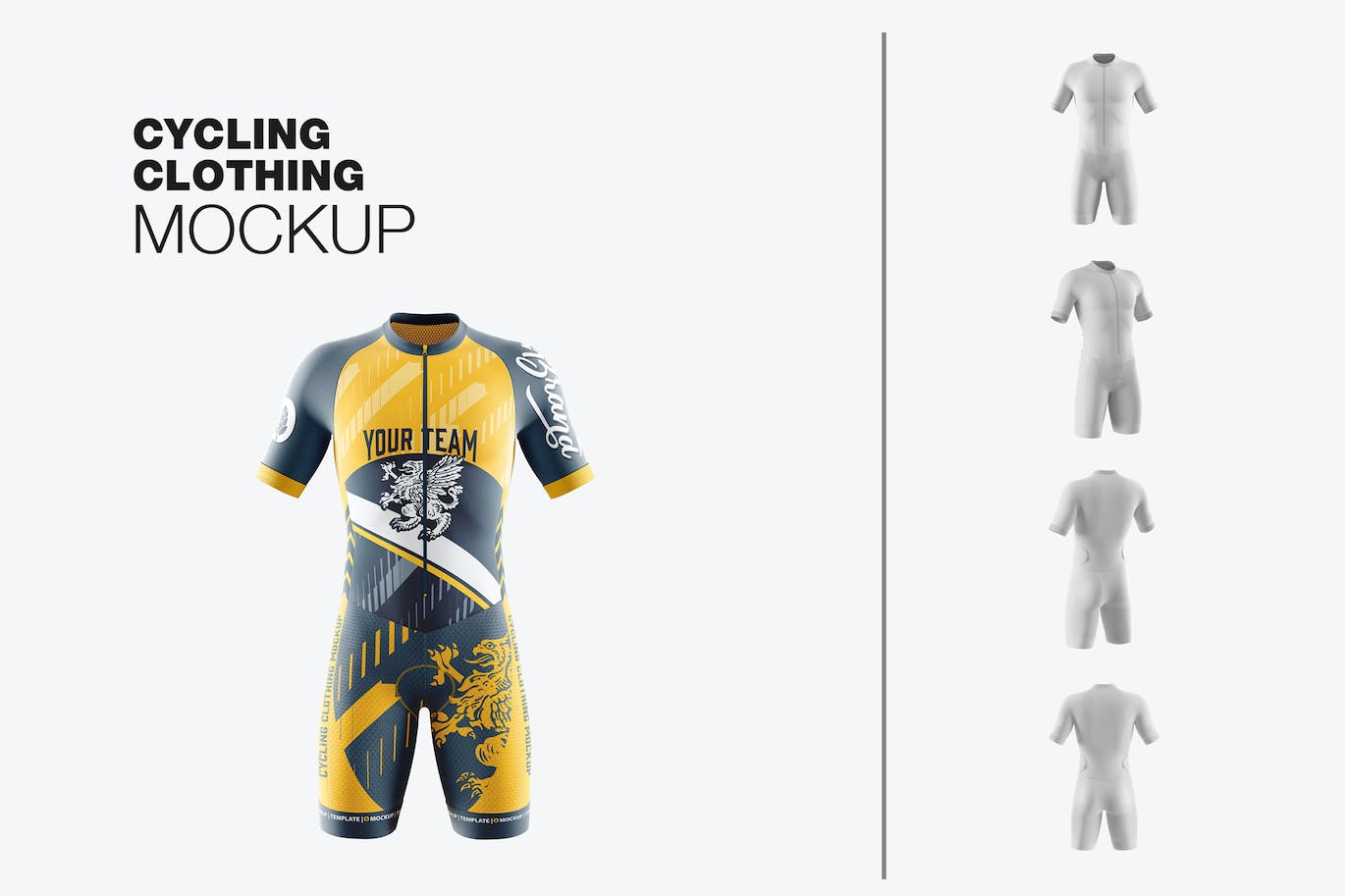 男子运动套装自行车服装品牌设计样机 Sport Cycling Suit for Men Mockup 样机素材 第1张
