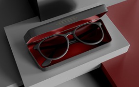 太阳镜眼镜品牌包装设计样机 Sunglasses Mockup