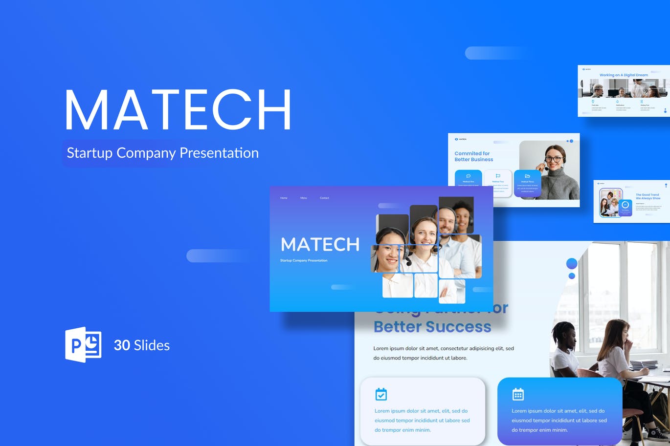 创业公司介绍Powerpoint模板下载 Matech – Startup Company PowerPoint Presentation 幻灯图表 第1张