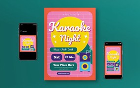 卡拉OK活动传单模板 Karaoke Flyer Set