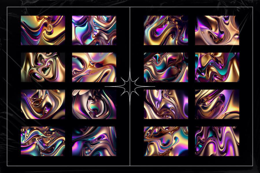 背景素材-彩虹色渐变流动液态金属效果背景图片素材 图片素材 第4张