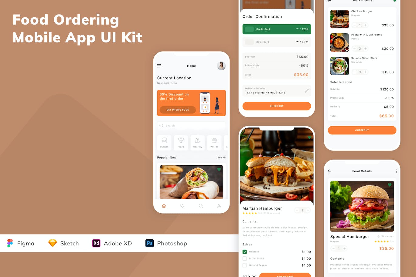 订餐点餐移动应用程序App UI设计套件 Food Ordering Mobile App UI Kit APP UI 第1张