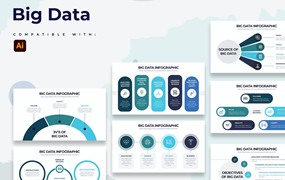 大数据信息图表矢量模板 Business Big Data Illustrator Infographics