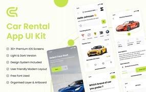 汽车租赁App应用程序iOS UI套件