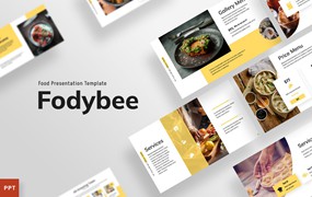 餐厅食品推广PowerPoint演示模板 Foodybee – Powerpoint Template