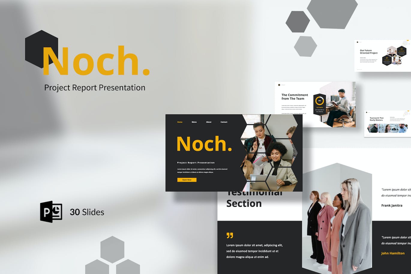 项目报告PPT演示幻灯片模板 Noch – Project Report Presentation PowerPoint 幻灯图表 第1张