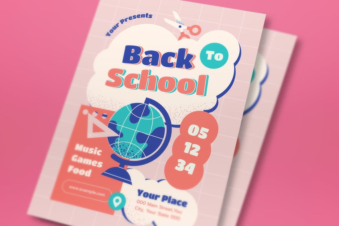 返校海报传单设计模板 Back To School Flyer Set 设计素材 第3张