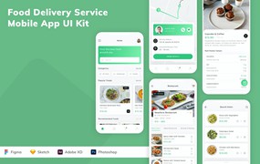 食品配送服务应用程序App界面设计UI套件 Food Delivery Service Mobile App UI Kit