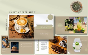 咖啡店创意演示PPT模板 Emily Coffee Shop – Creative Powerpoint Template