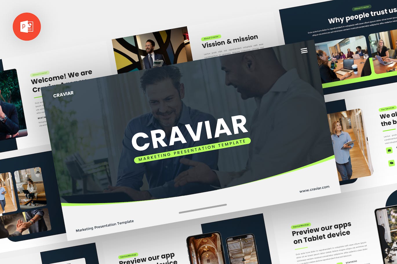 市场营销PPT幻灯片模板 Craviar – Marketing Powerpoint Template 幻灯图表 第1张