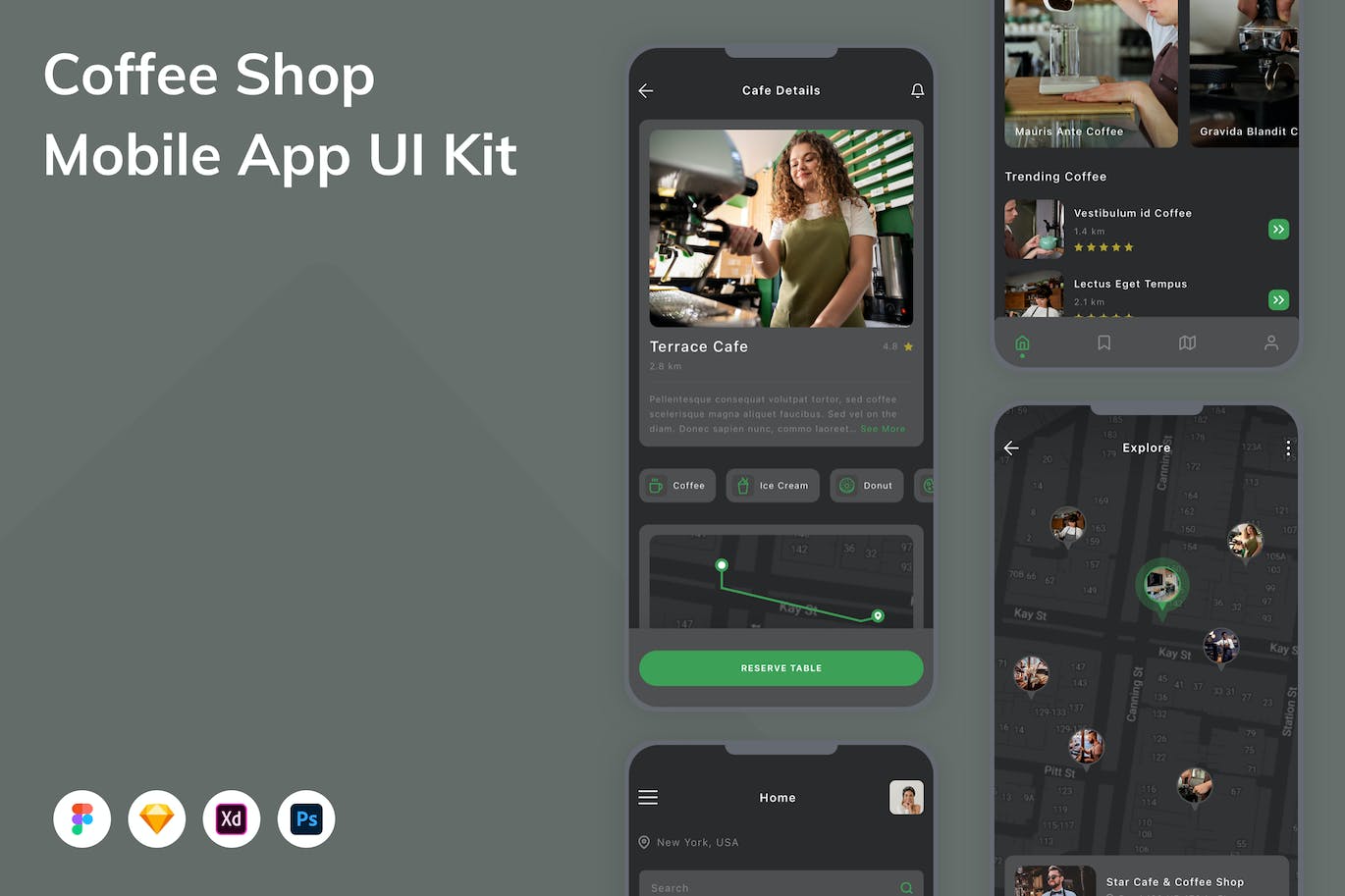 咖啡厅应用程序App界面设计UI套件 Coffee Shop Mobile App UI Kit APP UI 第1张