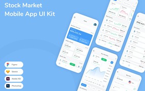 股票证券市场应用程序App界面设计UI套件 Stock Market Mobile App UI Kit