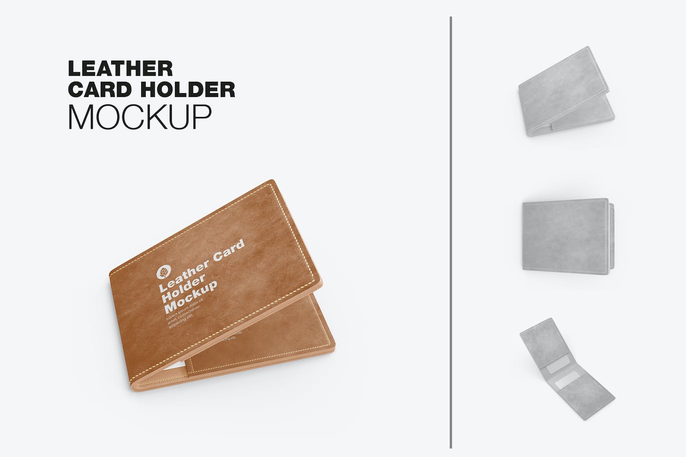 皮革卡片钱包夹设计样机模板 Leather Card Holder Mockup 样机素材 第1张