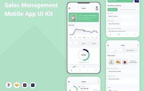 销售管理App手机应用程序UI设计素材 Sales Management Mobile App UI Kit
