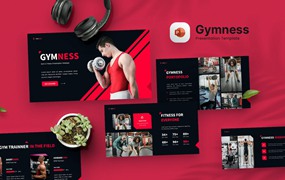 健身房和健身PPT幻灯片设计模板 Gymness – Gym & Fitness Powerpoint Template