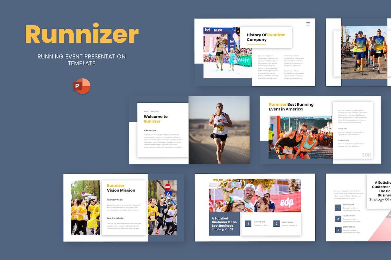 跑步活动PowerPoint演示文稿模板 Runnizer – Running Event Powerpoint Template 幻灯图表 第1张
