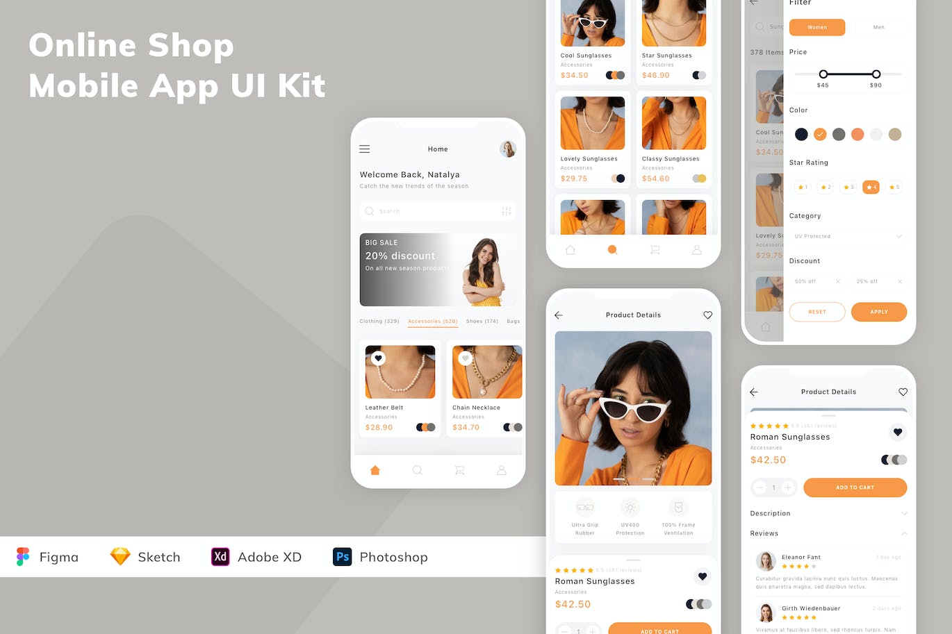 网上商店电商App应用程序UI设计模板套件 Online Shop Mobile App UI Kit APP UI 第1张
