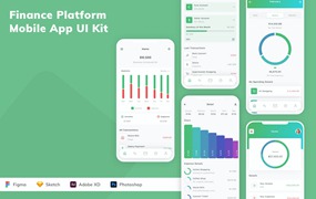 金融平台App手机应用程序UI设计素材 Finance Platform Mobile App UI Kit