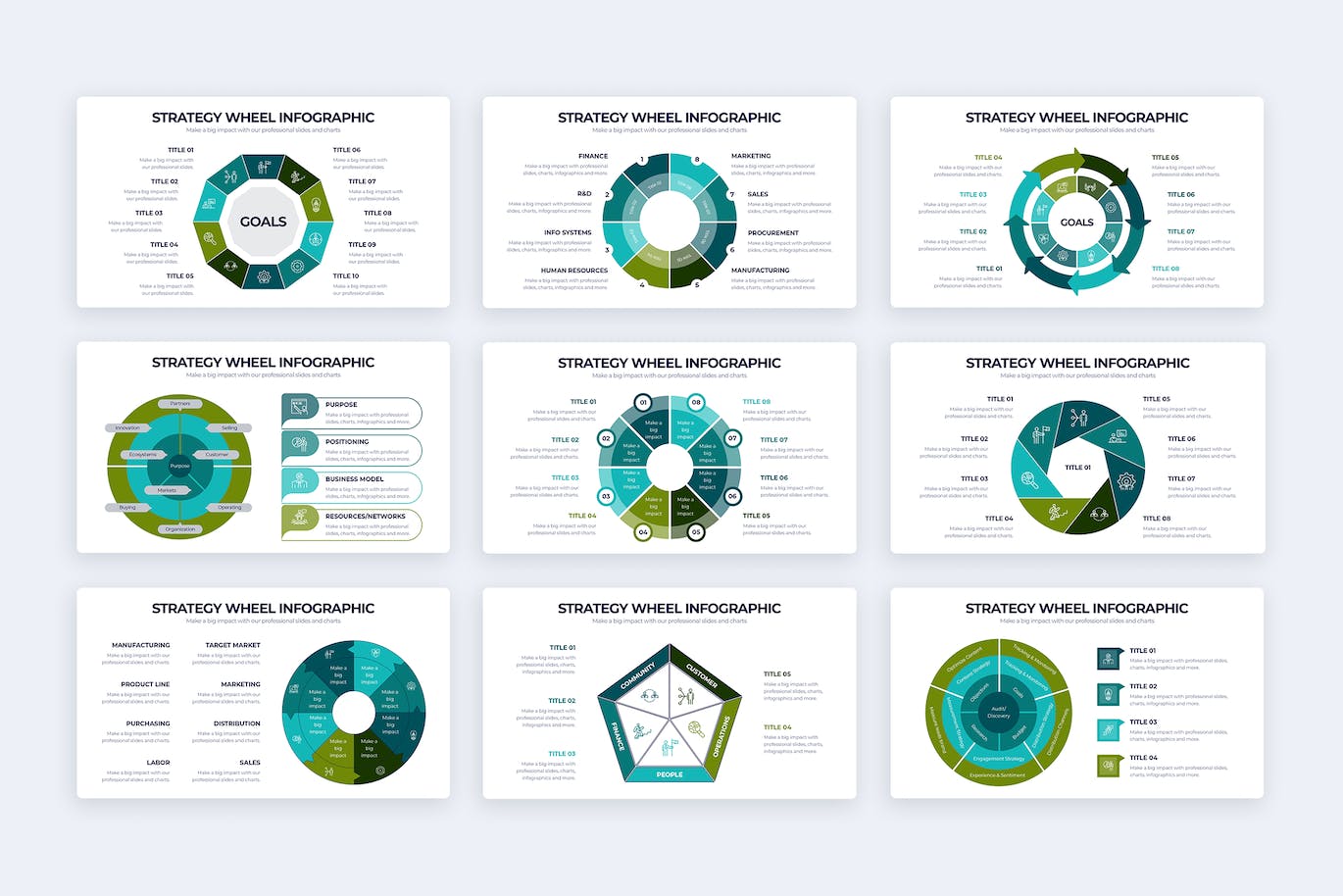 战略轮毂信息图表矢量模板 Business Strategy Wheel Illustrator Infographics 幻灯图表 第2张