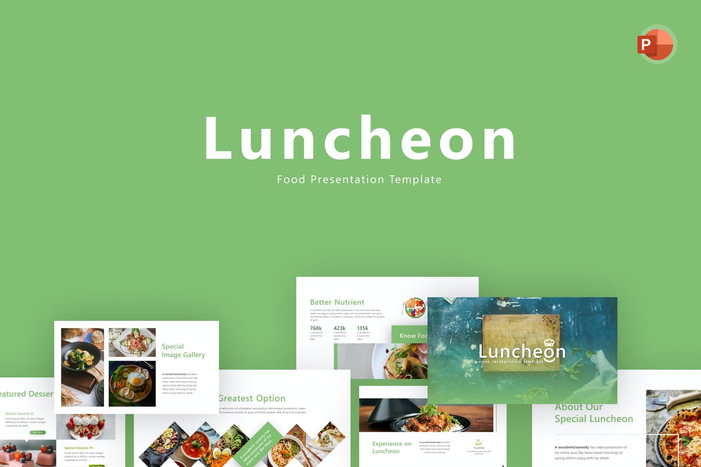 午餐食品PPT设计模板 Luncheon Food PowerPoint Template 幻灯图表 第1张