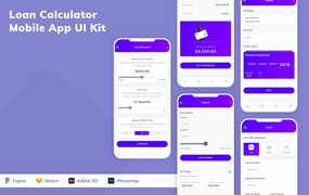 贷款计算器应用程序App界面设计UI套件 Loan Calculator Mobile App UI Kit