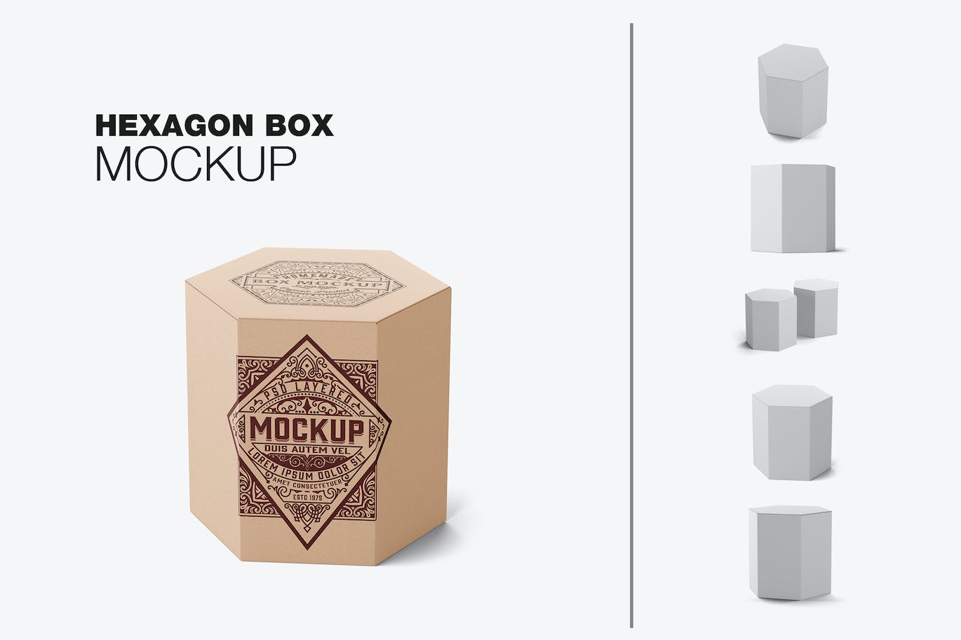 六边形长方体纸盒包装设计样机 Hexagonal Box Mockup 样机素材 第1张