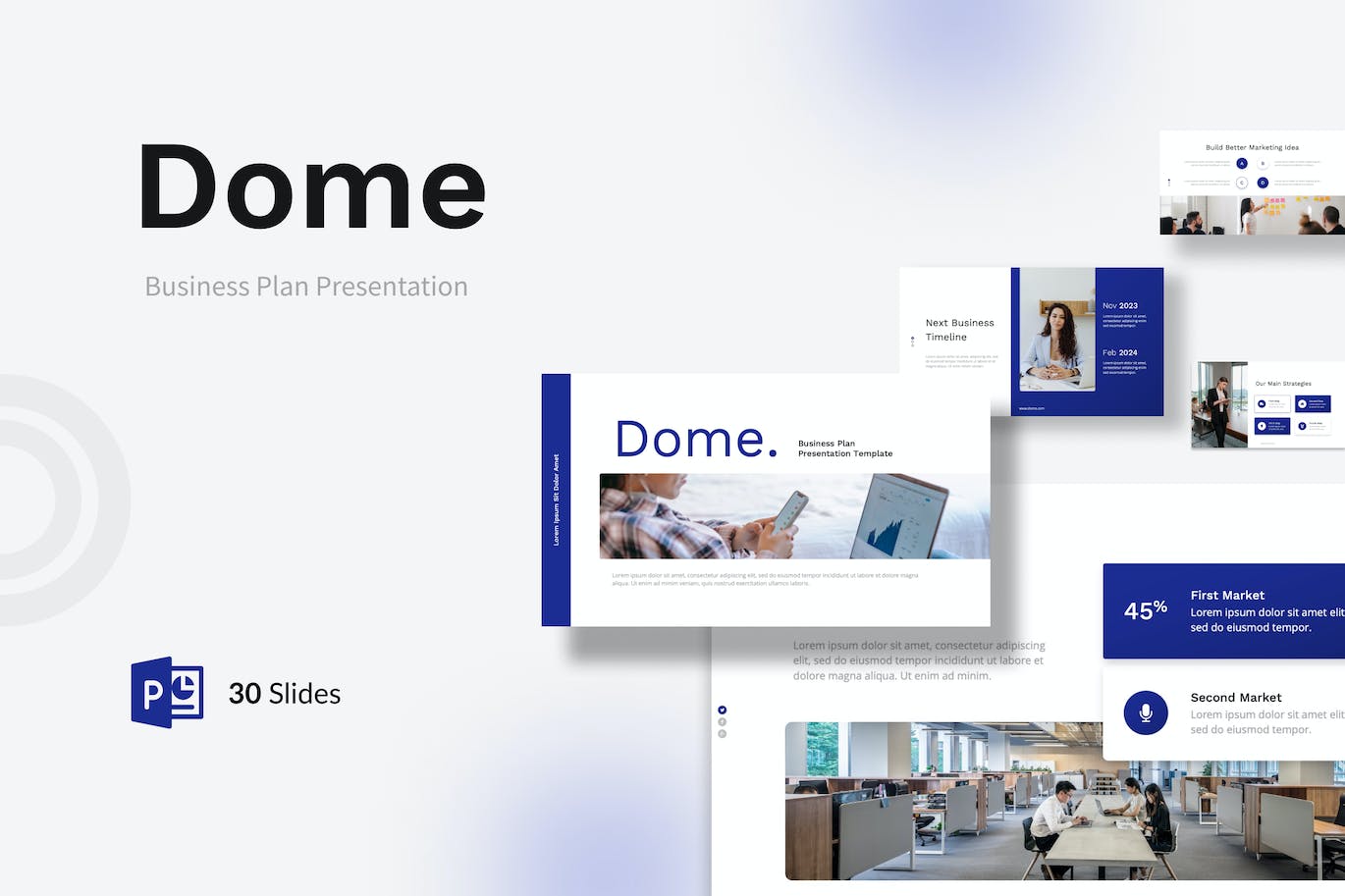 商业计划书Powerpoint幻灯片模板 Dome – Business Plan PowerPoint Template 幻灯图表 第1张