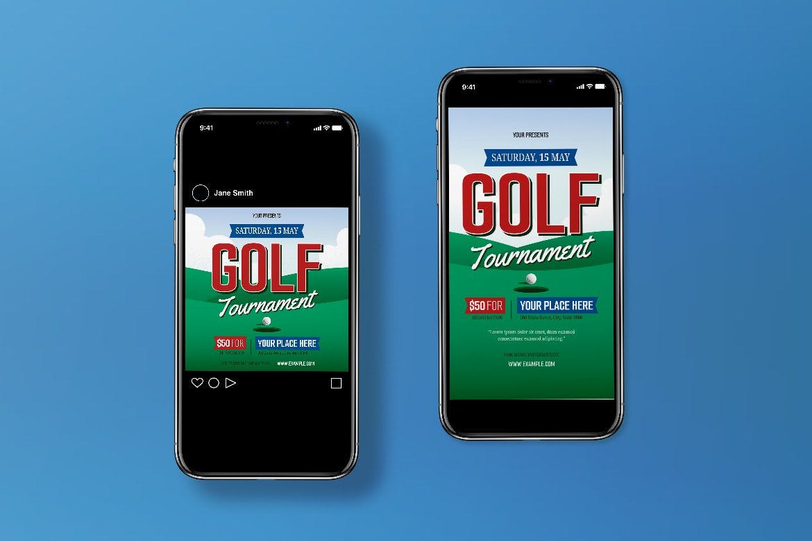 高尔夫比赛海报素材 Golf Tournament Flyer Set 设计素材 第2张