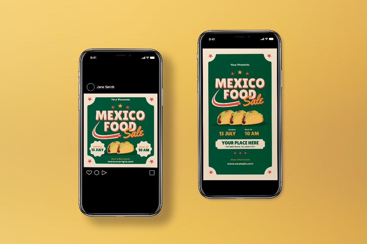 墨西哥饼食品销售宣传单设计 Mexico Food Sale Flyer Set 设计素材 第2张