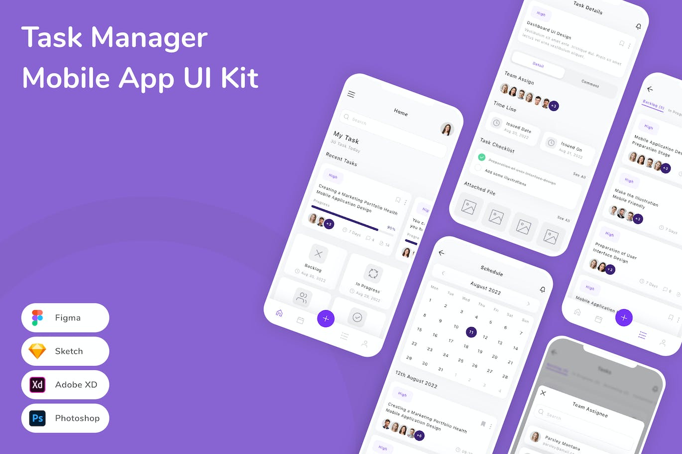 任务管理应用程序App界面设计UI套件 Task Manager Mobile App UI Kit APP UI 第1张