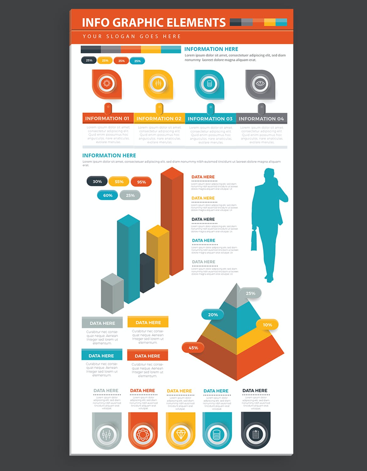 办公数据图表元素设计模板 Infographics Elements 幻灯图表 第6张