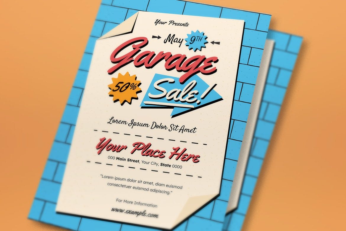 车库拍卖会海报设计模板 Garage Sale Flyer Set 设计素材 第3张