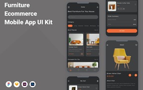 家具电子商务App手机应用程序UI设计素材 Furniture Ecommerce Mobile App UI Kit